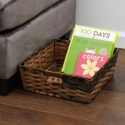 Brand new 😉 Home Basics Large Faux Rattan Basket with Cut-out Handles, Coffee 💯 -Home Basics Sales 4bcb61fb45e647c1b705137a24de8c88 1080x