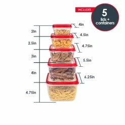 Cheapest 🧨 Home Basics 5 Piece Spill-Proof Square Plastic Food Storage Container with Ventilated, Snap-On Lids, Red 👏 -Home Basics Sales 4e195e6dec914c60a1f429333cf7a4d0 1080x