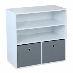 Flash Sale 🛒 Home Basics 2 Cube Shelf with Two Non-Woven Bins, White 🔥