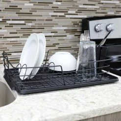 Buy 🔔 Home Basics Michael Graves Design Deluxe Dish Rack with Black Finish Wire and Removable Dual Compartment Utensil Holder, Black 🧨 -Home Basics Sales 4ff51af1960e41e7aded7dfb471afe32 1080x