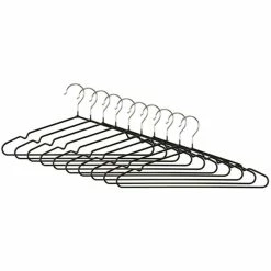 Outlet 🥰 Home Basics Chrome Hangers, (Pack of 10), Black PVC 🧥 Coated 🎉
