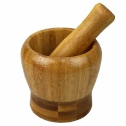 Top 10 🧨 Home Basics Non-Skid Rustic No-Spill Large Bamboo Mortar and Pestle, Natural ✨