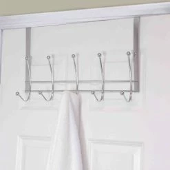 Deals ✔️ Home Basics Chrome Plated Steel Over the Door 5 hook Hanging Rack 🤩