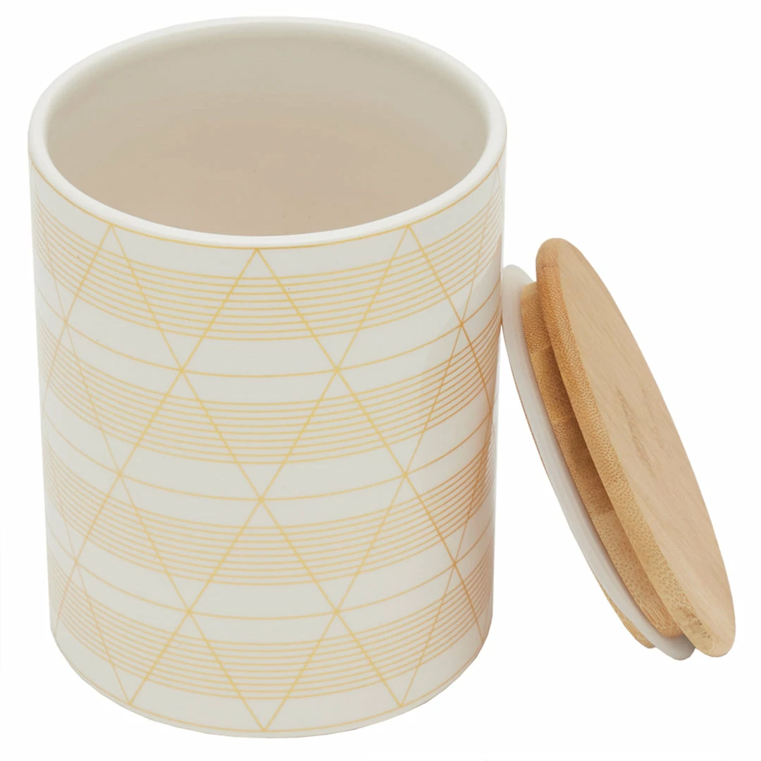 Best deal 😍 Home Basics Diamond Stripe Medium Ceramic Canister with Bamboo Top ❤️ 4 Best deal 😍 Home Basics Diamond Stripe Medium Ceramic Canister with Bamboo Top ❤️ - Image 2