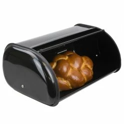 Promo 🤩 Home Basics Roll Up Lid Steel Bread Box, Black 😉