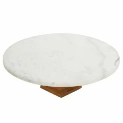 Buy 🤩 Home Basics Round Marble Food Display Riser, White 💯
