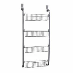 Best deal 💯 Home Basics Heavy Duty 4 Tier Over the Door Metal Pantry Organizer, Grey 😉