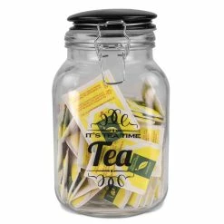 Top 10 ⌛ Home Basics Tea Time 67.6 oz. Glass Jar with Ceramic Flip Lid Top, Black 🌟