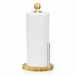 Brand new 🌟 Home Basics Bamboo Paper Towel Holder with Steel Dispensing Side Bar 🌟