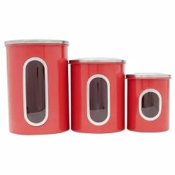 Budget 🌟 Home Basics 3 Piece Stainless Steel Top Canisters with Windows, Red 😀 -Home Basics Sales 59a273d261f84d9aad553447a70a82d9 1080x