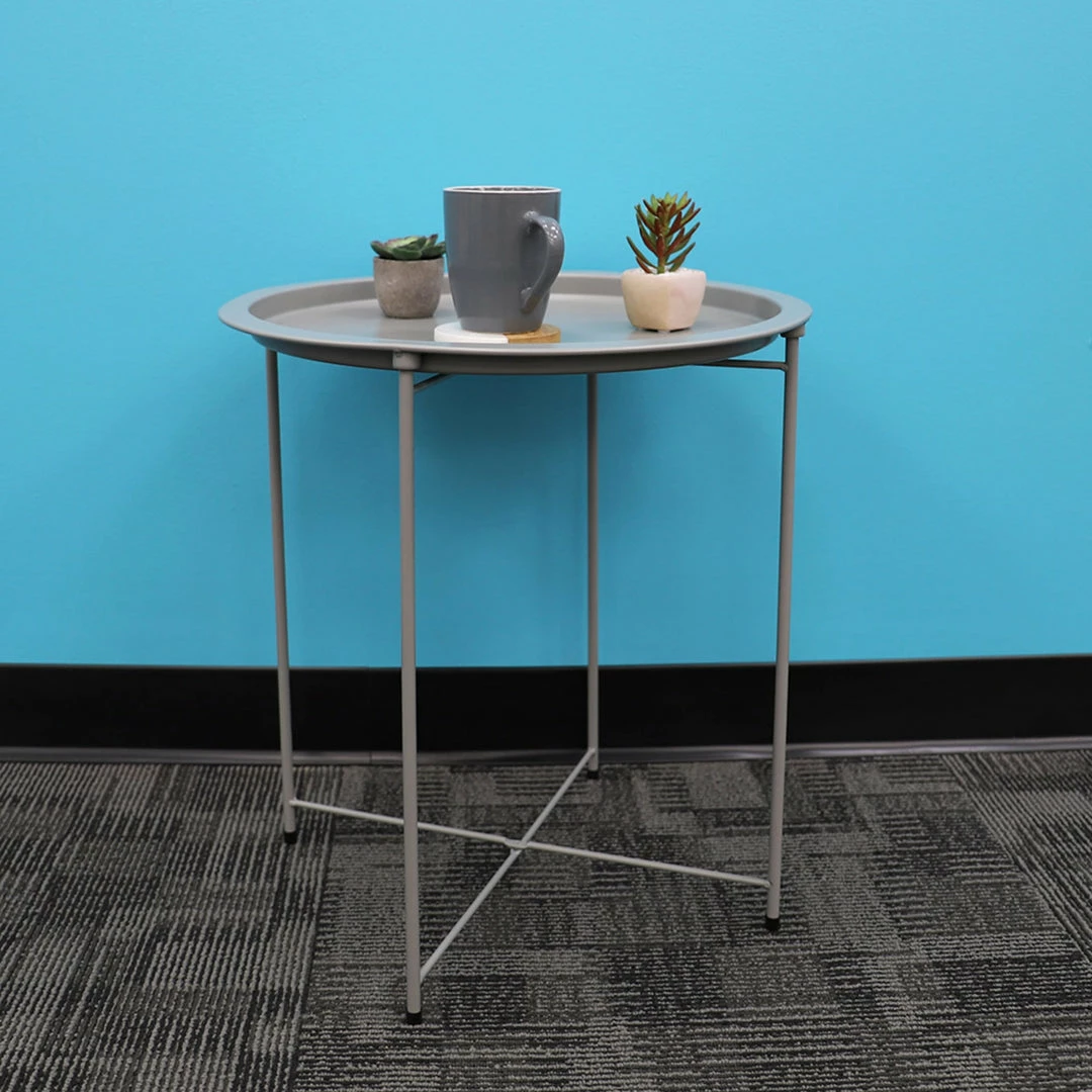 Promo ๐ Home Basics Foldable Round Multi-Purpose Side Accent Metal Table, Matte Grey โจ 5 Promo ๐ Home Basics Foldable Round Multi-Purpose Side Accent Metal Table, Matte Grey โจ - Image 3