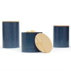Cheapest 🌟 Home Basics Honeycomb 3 Piece Ceramic Canister Set, Navy 🎁 -Home Basics Sales 617e98808f9343ac909a4160211ccc91 1080x