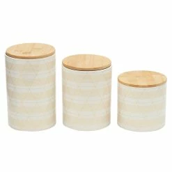 Top 10 ๐ Home Basics Diamond Stripe 3 Piece Ceramic Canister Set with Bamboo Top, White ๐ฅฐ