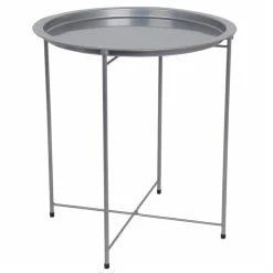 Budget 🧨 Home Basics Foldable Round Multi-Purpose Side Accent Metal Table, Silver ✔️