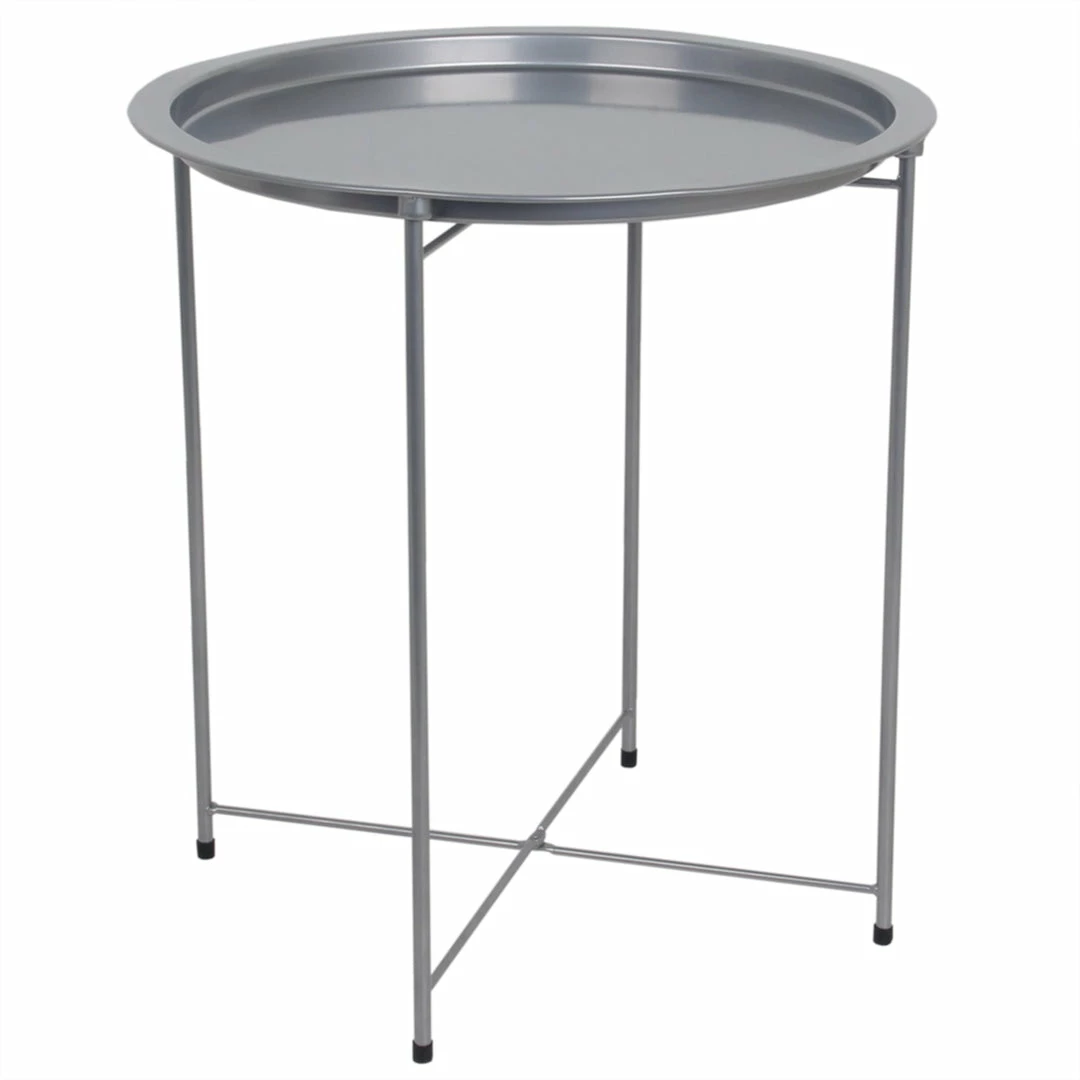 Budget ๐งจ Home Basics Foldable Round Multi-Purpose Side Accent Metal Table, Silver โ๏ธ 3 Budget ๐งจ Home Basics Foldable Round Multi-Purpose Side Accent Metal Table, Silver โ๏ธ