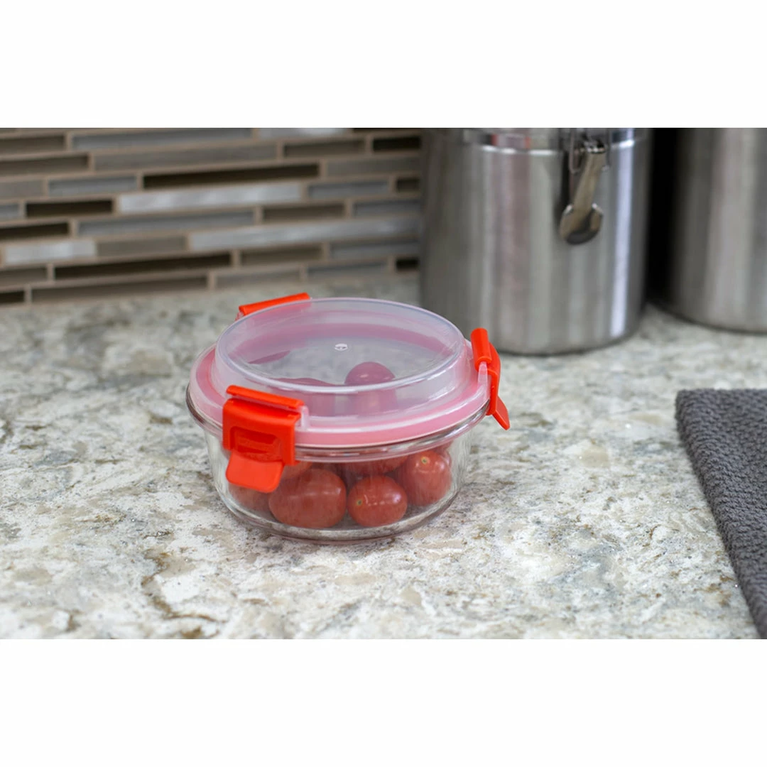 Best deal โจ Home Basics Leak Proof 13 oz. Round Borosilicate Glass Food Storage Container with Air-tight Plastic Lid, Red ๐ฅ 4 Best deal โจ Home Basics Leak Proof 13 oz. Round Borosilicate Glass Food Storage Container with Air-tight Plastic Lid, Red ๐ฅ - Image 2