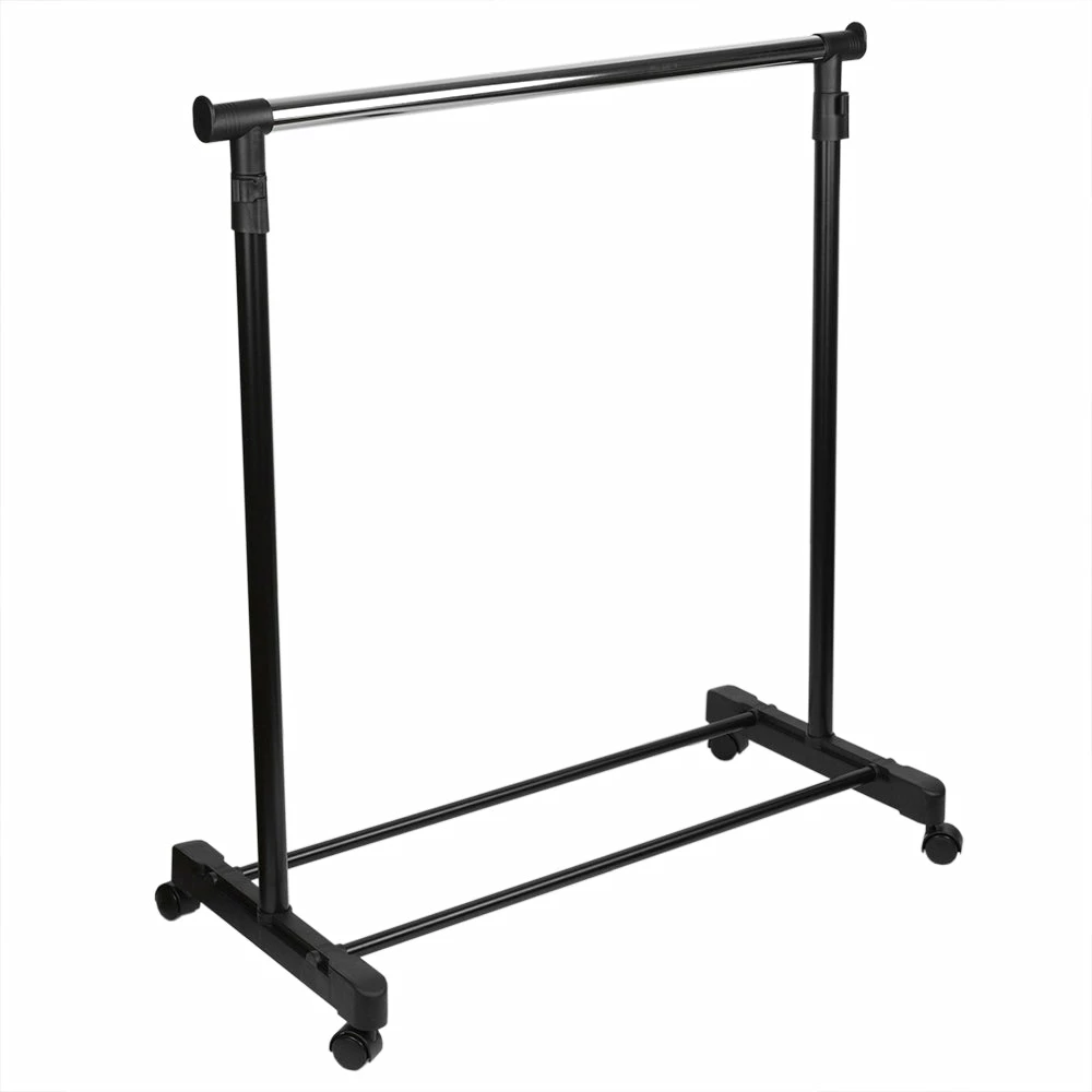 Buy ⭐ Home Basics Single Rail Adjustable Rolling Garment and Wardrobe Organizing Rack, Black 🥰 7 Buy ⭐ Home Basics Single Rail Adjustable Rolling Garment and Wardrobe Organizing Rack, Black 🥰 - Image 5