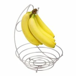 Wholesale ❤️ Home Basics Satin Nickel Fruit Bowl with Banana Tree 🧨