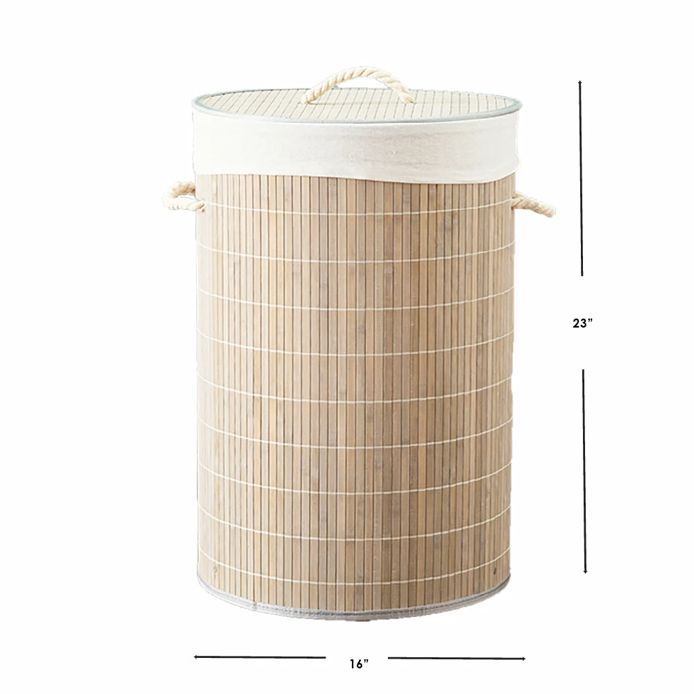 Discount 👍 Home Basics Round Bamboo Hamper, Grey 😍 5 Discount 👍 Home Basics Round Bamboo Hamper, Grey 😍 - Image 3