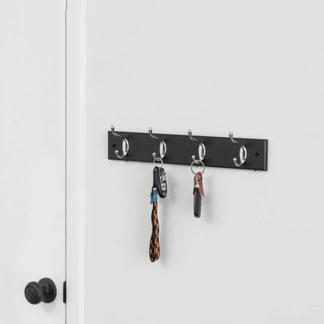 Budget 🥰 Home Basics 4 Double Hook Wall Mounted Hanging Rack, Black 🎁 4 Budget 🥰 Home Basics 4 Double Hook Wall Mounted Hanging Rack, Black 🎁 - Image 2