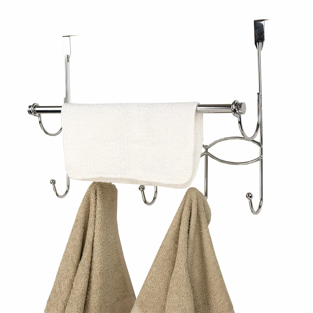 Outlet ๐ฏ Home Basics Chrome Plated Steel Over the Door Hanging Rack with Towel Bar โญ 5 Outlet ๐ฏ Home Basics Chrome Plated Steel Over the Door Hanging Rack with Towel Bar โญ - Image 3