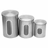 Wholesale 🎁 Home Basics 3 Piece Stainless Steel Top Canisters with Windows, Silver 💯