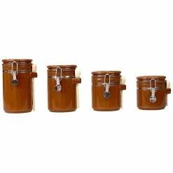 Outlet ⌛ Home Basics 4 Piece Ceramic Canisters with Easy Open Air-Tight Clamp Top Lid and Wooden Spoons, Brown ⌛ -Home Basics Sales 71799045dad44836bfe6f9c04c690c76 d8668608 fccb 4229 b7e0 eac5271eb64f 1080x