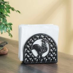 Hot Sale ✔️ Home Basics Cast Iron Rooster Napkin Holder, Black 😍