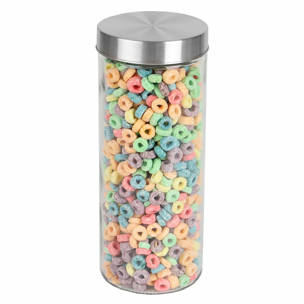 Top 10 😍 Home Basics X-Large 67oz. Round Glass Canister with Air-Tight Stainless Steel Twist Top Lid, Clear 😍 4 Top 10 😍 Home Basics X-Large 67oz. Round Glass Canister with Air-Tight Stainless Steel Twist Top Lid, Clear 😍 - Image 2