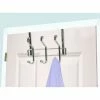 Promo 👍 Home Basics 3 Dual Hook Over the Door Chrome Plated Steel Hanging Organizing Rack ✨