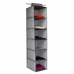Wholesale 🥰 Home Basics Herringbone 6 Shelf Non-woven Hanging Closet Organizer, Grey 🔥
