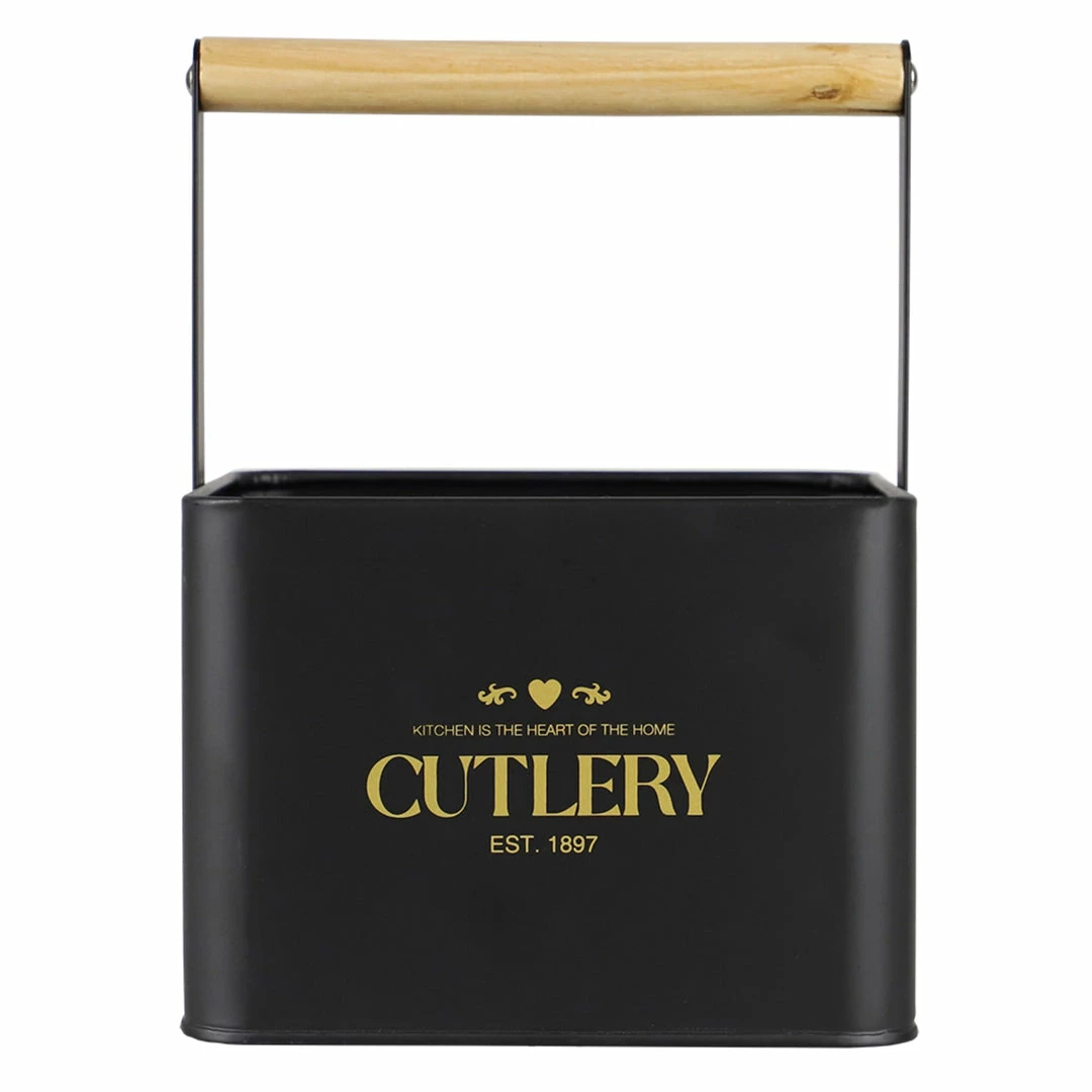 Outlet π Home Basics Bistro Sectioned Tin Holder with Bamboo Handle, Black π 3 Outlet π Home Basics Bistro Sectioned Tin Holder with Bamboo Handle, Black π