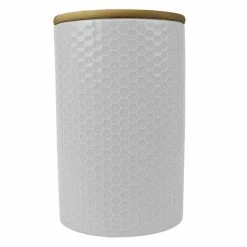 Best reviews of 👍 Home Basics Honeycomb Large Ceramic Canister, White 🎉