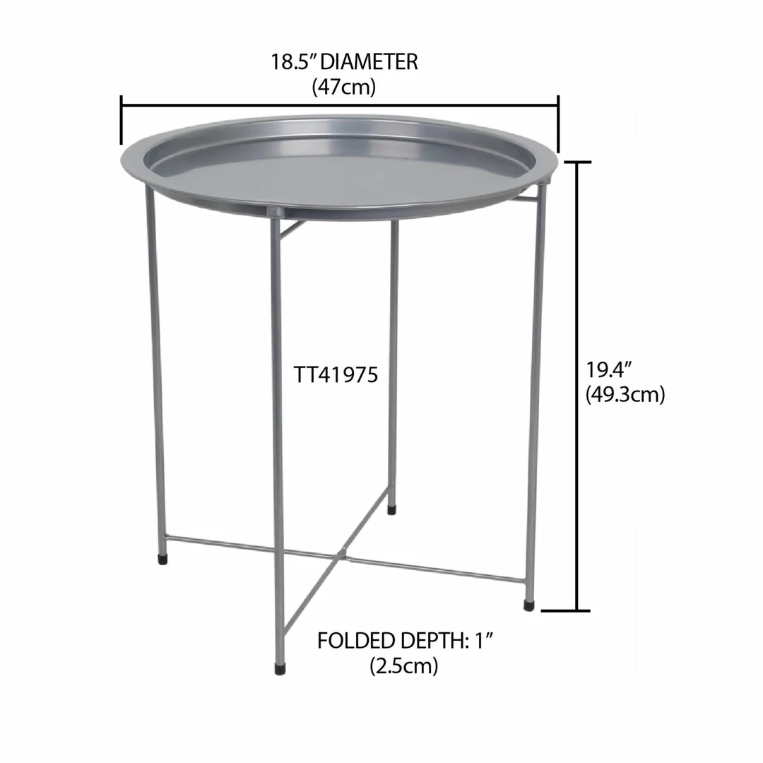 Budget ๐งจ Home Basics Foldable Round Multi-Purpose Side Accent Metal Table, Silver โ๏ธ 6 Budget ๐งจ Home Basics Foldable Round Multi-Purpose Side Accent Metal Table, Silver โ๏ธ - Image 4