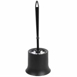 New 🌟 Home Basics Plastic Toilet Brush with Compact Holder, Black ✔️