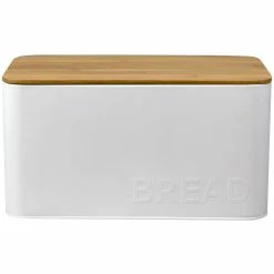 Budget ✨ Home Basics Tin Bread Box with Bamboo Top, White 🧨