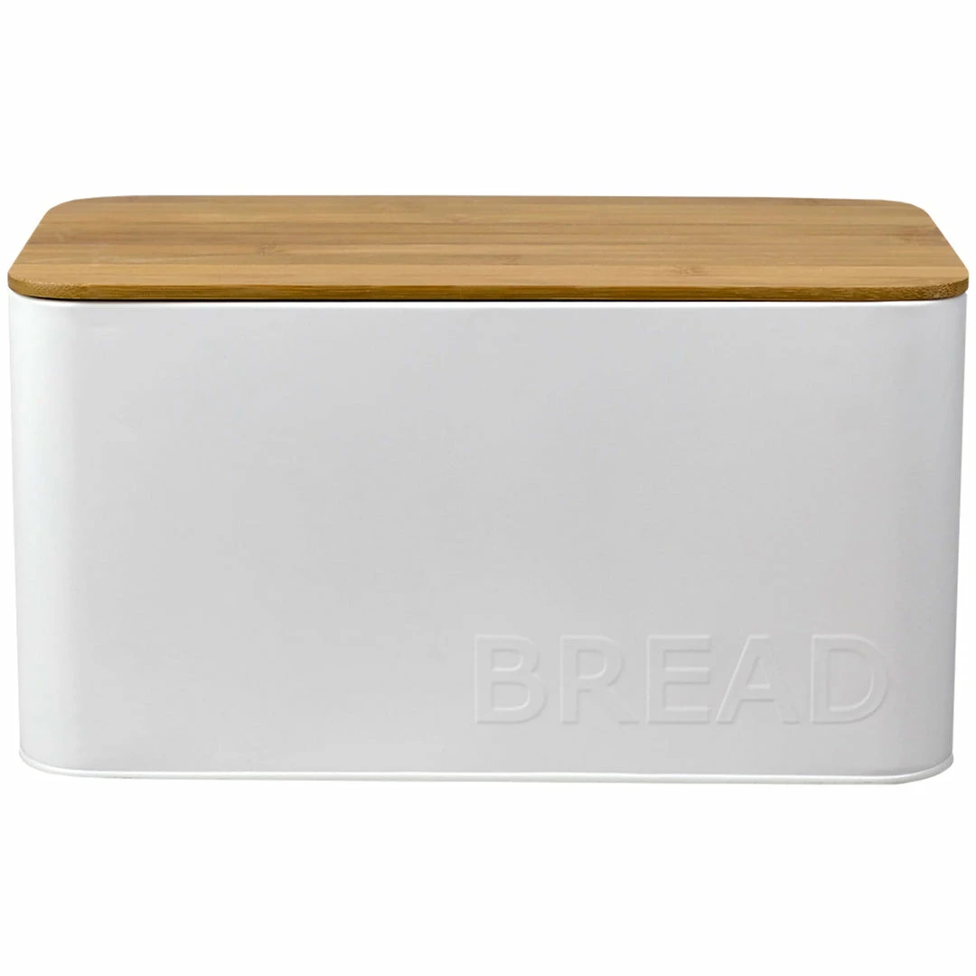 Budget ✨ Home Basics Tin Bread Box with Bamboo Top, White 🧨 3 Budget ✨ Home Basics Tin Bread Box with Bamboo Top, White 🧨