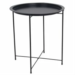 Best deal 💯 Home Basics Foldable Round Multi-Purpose Side Accent Metal Table, Matte Black 🌟