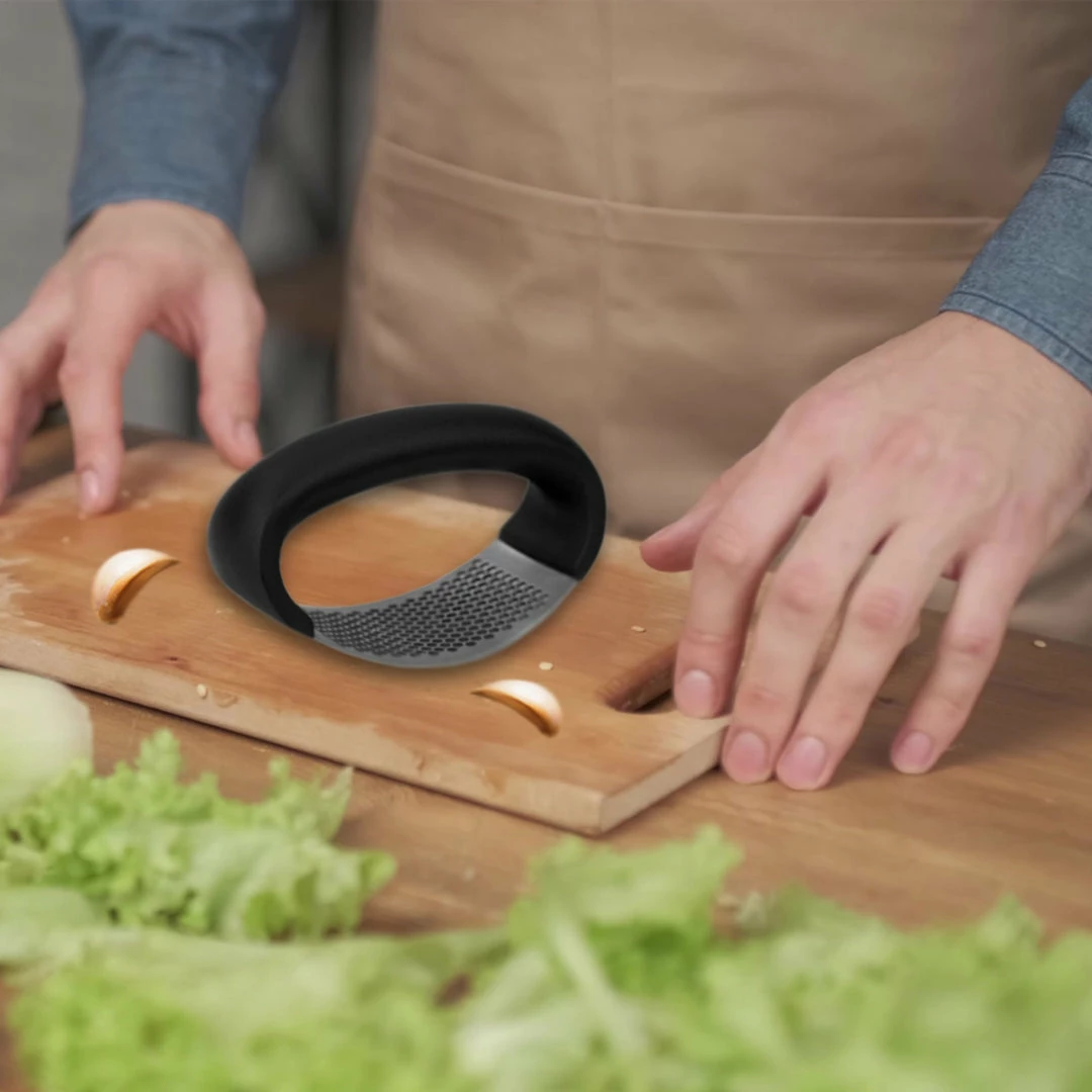 Cheapest ❤️ Home Basics Rust-Proof Stainless Steel Handheld Garlic Masher Rocker Press with Ergonomic Grip Arc Handle, Black ✨ 4 Cheapest ❤️ Home Basics Rust-Proof Stainless Steel Handheld Garlic Masher Rocker Press with Ergonomic Grip Arc Handle, Black ✨ - Image 2