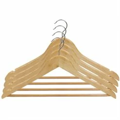 Budget 🛒 Home Basics Non-Slip Wood Hanger, (Pack of 5), Natural 😀