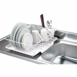 Hot Sale 🎉 Home Basics 3 Piece Vinyl 🧥 Coated Steel Dish Drainer, White ✨