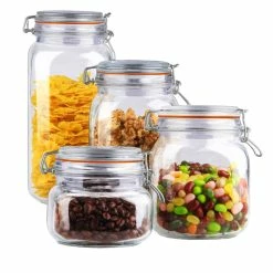 Cheapest ⌛ Home Basics 4 Piece Glass Canister Set, Clear 🛒
