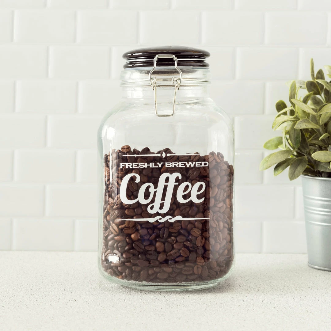 Wholesale 🔔 Home Basics Freshly Brewed Coffee 102.4 oz. Glass Jar with Ceramic Flip Lid Top, Black 👍 4 Wholesale 🔔 Home Basics Freshly Brewed Coffee 102.4 oz. Glass Jar with Ceramic Flip Lid Top, Black 👍 - Image 2
