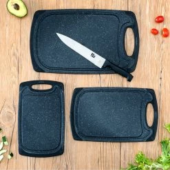 Cheapest 🎉 Home Basics 3 Piece Double Sided Granite Look Non-Slip Plastic Cutting Board Set with Deep Juice Groove and Easy Grip Handle, Black ✔️ -Home Basics Sales 83bf993b7dbe4596a8c06427ac18e80a 1080x