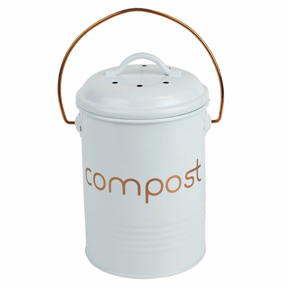 Brand new ❤️ Home Basics Grove Compact Countertop Compost Bin, White ⌛ 3 Brand new ❤️ Home Basics Grove Compact Countertop Compost Bin, White ⌛