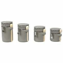 Budget 🎁 Home Basics 4 Piece Ceramic Canister Set With Wooden Spoons, Grey 🌟 -Home Basics Sales 8637fc26b1554438a8b7113c07a75182 42120bbf 4582 439a af9d 6fa9b500d2e1 1080x