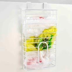 Brand new 🌟 Home Basics Over the Cabinet Plastic Bag Organizer, White 🛒
