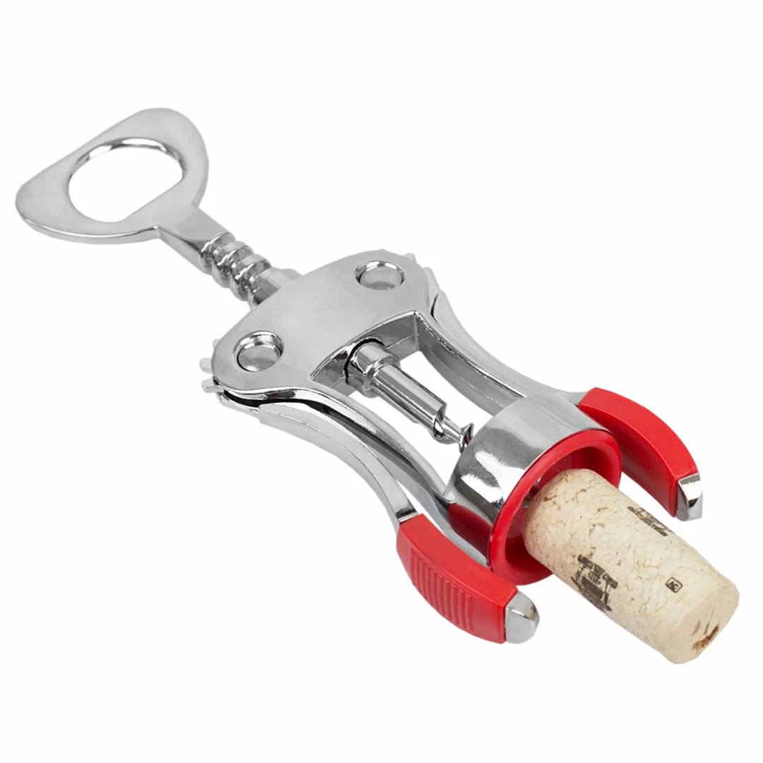 Wholesale 👍 Home Basics Winged Zinc Plated Steel Cork Screw Wine Opener with Rubberized Grips, Red ⌛ 8 Wholesale 👍 Home Basics Winged Zinc Plated Steel Cork Screw Wine Opener with Rubberized Grips, Red ⌛ - Image 6
