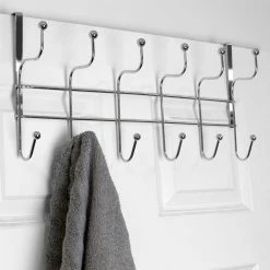 Outlet 😀 Home Basics Nico 6 Hook Over the Door Hanging Rack, Chrome 🎉