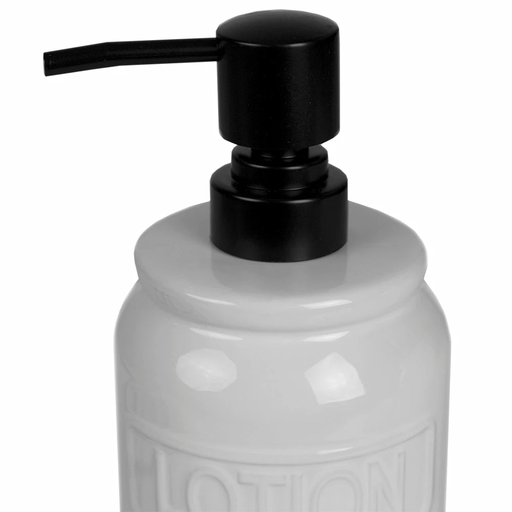 Wholesale π Home Basics 2 Piece Embossed Glazed Ceramic Soap Dispenser with Dual Compartment Metal Rack, White π€© 4 Wholesale π Home Basics 2 Piece Embossed Glazed Ceramic Soap Dispenser with Dual Compartment Metal Rack, White π€© - Image 2